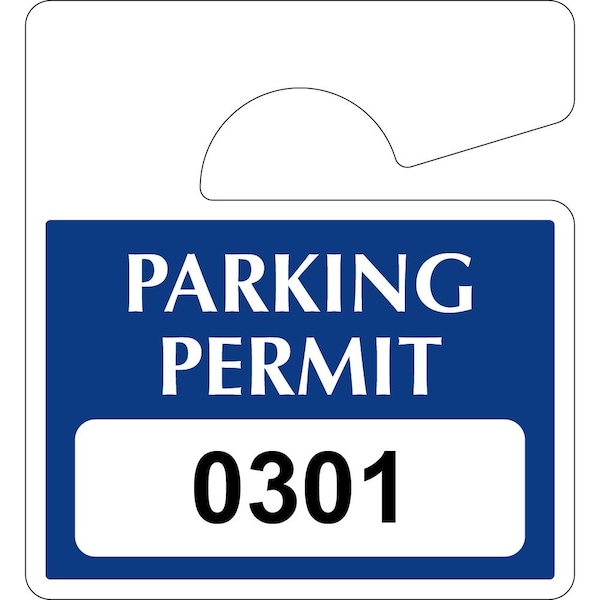 Lustre-Cal Laminated Hanging Parking Permit Dark Blue 3in x 2.75in 30mil Plastic Serialized 301-350, 50PK 253813301Bd0301 - main